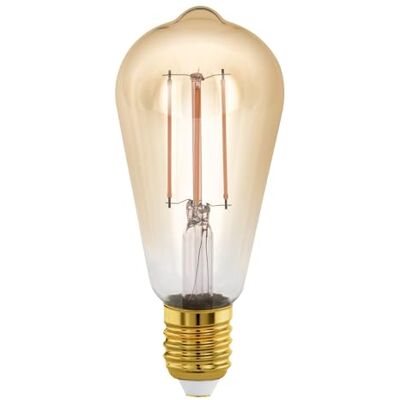 EGLO Ledlamp E27, dimbaar, zuiger, Edison-gloeilamp, goudkleurig Vintage, retroverlichting, 4 watt (komt overeen met 28 watt), 300 lumen, warmwit, goud, 1700 Kelvin, ST64, Ø 6,4 cm EGLO Ledlamp E27, dimbaar, zuiger, Edison-gloeilamp, goudkleurig Vintage, retroverlichting, 4 watt (komt overeen met 28 watt), 300 lumen, warmwit, goud, 1700 Kelvin, ST64, Ø 6,4 cm