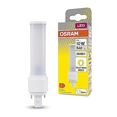 OSRAM Dulux LED D10 EM, G24D-1, 5 W, 540 lm, 3000 K, gerichte verlichting door draaibare eindkap, led-vervanging voor klassieke compacte lichtlampen met g24d-1 socket OSRAM Dulux LED D10 EM, G24D-1, 5 W, 540 lm, 3000 K, gerichte verlichting door draaibare eindkap, led-vervanging voor klassieke compacte lichtlampen met g24d-1 socket