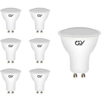 GY Set van 6 GU10-ledlampen, 8 W, komt overeen met 80 W, 800 lumen, koud wit 6500 K, 120 graden brede stralingshoek, GU10 ledlamp, niet dimbaar GY Set van 6 GU10-ledlampen, 8 W, komt overeen met 80 W, 800 lumen, koud wit 6500 K, 120 graden brede stralingshoek, GU10 ledlamp, niet dimbaar