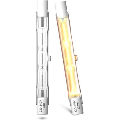Lamptobe R7S halogeenlamp, 78 mm, warmwit, 2800 K, dimbaar, R7S, 78 mm, 120 W, 230 V, 2 stuks Lamptobe R7S halogeenlamp, 78 mm, warmwit, 2800 K, dimbaar, R7S, 78 mm, 120 W, 230 V, 2 stuks