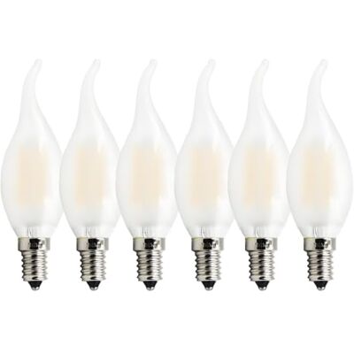 HUAMu Ledkaars, E14, 4 W, komt overeen met halogeenlamp, 40 W, 400 lm, 2700 K, warm wit, vlammende vorm, mat glas, niet dimbaar, 6 stuks HUAMu Ledkaars, E14, 4 W, komt overeen met halogeenlamp, 40 W, 400 lm, 2700 K, warm wit, vlammende vorm, mat glas, niet dimbaar, 6 stuks