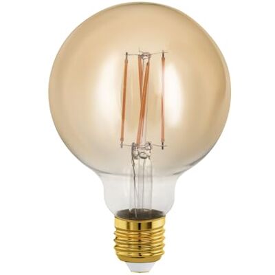 EGLO Ledlamp E27, dimbaar, Edison-gloeilamp Golden Vintage Globe retroverlichting, 4 watt (komt overeen met 28 watt), 300 lumen, warm wit, goud, 1700 Kelvin, G95, Ø 9,5 cm EGLO Ledlamp E27, dimbaar, Edison-gloeilamp Golden Vintage Globe retroverlichting, 4 watt (komt overeen met 28 watt), 300 lumen, warm wit, goud, 1700 Kelvin, G95, Ø 9,5 cm