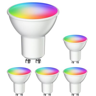 ledscom.de 5 x GU10 LED RGB, PAR16, warm wit koud wit (2900-6200 K), 5,5 W, 473 lm, 103°, Smart Home, WLAN, Alexa, mate ledscom.de 5 x GU10 LED RGB, PAR16, warm wit koud wit (2900-6200 K), 5,5 W, 473 lm, 103°, Smart Home, WLAN, Alexa, mate