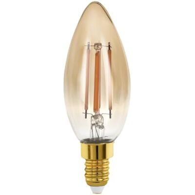 EGLO Ledlamp, E14, dimbaar, Edison-gloeilamp Golden Vintage kaarsvorm, retroverlichting, 4 watt (komt overeen met 28 watt), 300 lumen, warmwit, goud, 1700 Kelvin, C35, Ø 3,5 cm EGLO Ledlamp, E14, dimbaar, Edison-gloeilamp Golden Vintage kaarsvorm, retroverlichting, 4 watt (komt overeen met 28 watt), 300 lumen, warmwit, goud, 1700 Kelvin, C35, Ø 3,5 cm