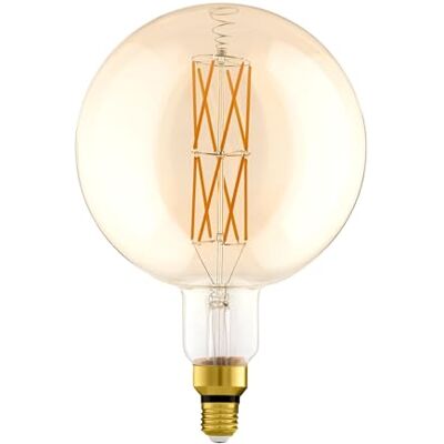 EGLO Ledlamp, E27, dimbaar, zeer groot, amberkleurig Globe retroverlichting, 8 watt (komt overeen met 60 watt), 806 lumen, warm wit, 2100 Kelvin, G200, Ø 20 cm EGLO Ledlamp, E27, dimbaar, zeer groot, amberkleurig Globe retroverlichting, 8 watt (komt overeen met 60 watt), 806 lumen, warm wit, 2100 Kelvin, G200, Ø 20 cm