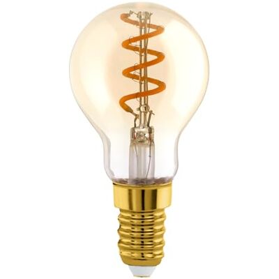EGLO Ledlamp, E14, dimbaar, vintage spiraal, Edison-gloeilamp, amberkleurig, retroverlichting, 4 watt (komt overeen met 15 watt), 145 lumen, warm wit, 2000 Kelvin, P45, Ø 4,5 cm EGLO Ledlamp, E14, dimbaar, vintage spiraal, Edison-gloeilamp, amberkleurig, retroverlichting, 4 watt (komt overeen met 15 watt), 145 lumen, warm wit, 2000 Kelvin, P45, Ø 4,5 cm