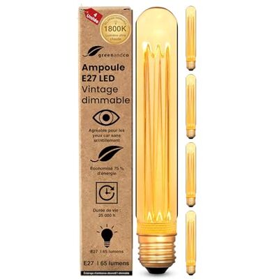 greenandco 4 x dimbare ledlampen decoratieve vintage stijl E27 T30 amber 2,3 W 65 lm 1800 K zeer warm wit 320 ° 230 V geen flikkeren greenandco 4 x dimbare ledlampen decoratieve vintage stijl E27 T30 amber 2,3 W 65 lm 1800 K zeer warm wit 320 ° 230 V geen flikkeren