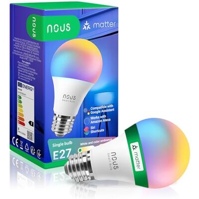 NOUS Alexa E27 RGBW slimme lamp, led, wifi, dimbaar, 800 lm, 9 W, kleur, intelligente lampen met afstandsbediening, app. Amazon Echo, Google Home, Tuya Smart Life, compatibel met veelkleurig licht, P3 NOUS Alexa E27 RGBW slimme lamp, led, wifi, dimbaar, 800 lm, 9 W, kleur, intelligente lampen met afstandsbediening, app. Amazon Echo, Google Home, Tuya Smart Life, compatibel met veelkleurig licht, P3