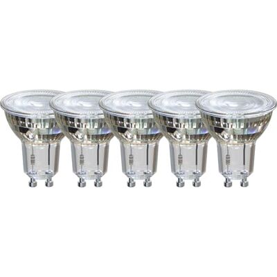 CALEX Lampen – 5 stuks, GU10 glazen led-spot, reflector PAR16, warm wit licht, 2700 K, GU10-fitting, dimbaar, 5 W, 345 lumen CALEX Lampen – 5 stuks, GU10 glazen led-spot, reflector PAR16, warm wit licht, 2700 K, GU10-fitting, dimbaar, 5 W, 345 lumen