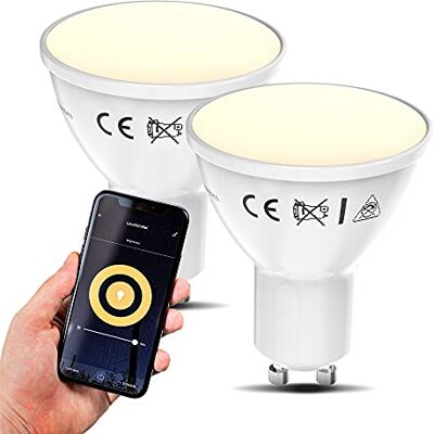 B.K.Licht 2 stuks Smart Home GU10 ledlampen, smart via app en spraakbediening, lichtkleur warmwit, 5,5 W, 350 lumen, 5 x B.K.Licht 2 stuks Smart Home GU10 ledlampen, smart via app en spraakbediening, lichtkleur warmwit, 5,5 W, 350 lumen, 5 x