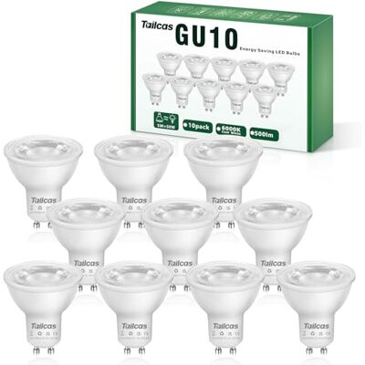 Tailcas 10 x ledlampen GU10, 7 W, koud wit, 6.000 K, komt overeen met 50 W, 500 lumen, AC100-240 V, niet dimbaar, geen knipperen, stralingshoek 38 graden Tailcas 10 x ledlampen GU10, 7 W, koud wit, 6.000 K, komt overeen met 50 W, 500 lumen, AC100-240 V, niet dimbaar, geen knipperen, stralingshoek 38 graden