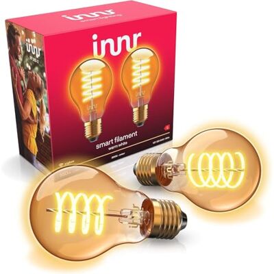 innr E27 Smart LED-lamp, Zigbee E27, slimme ledlamp, dimbaar, werkt met Hue*/ Home Assistant/Homey/Alexa, warm wit, 550 lm, 2 stuks innr E27 Smart LED-lamp, Zigbee E27, slimme ledlamp, dimbaar, werkt met Hue*/ Home Assistant/Homey/Alexa, warm wit, 550 lm, 2 stuks