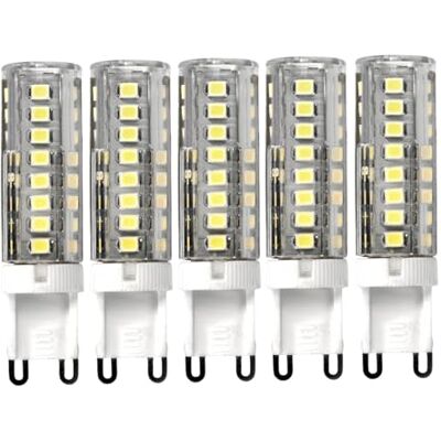 JANDEI 5 stuks G9 ledlampen, vermogen 4,8 W, 720 lumen, 220 V AC (komt overeen met 30 W halogeen), neutraal wit licht 4200 K, Ø 16, lengte 57 mm, niet dimbaar, voor gebruik binnenshuis JANDEI 5 stuks G9 ledlampen, vermogen 4,8 W, 720 lumen, 220 V AC (komt overeen met 30 W halogeen), neutraal wit licht 4200 K, Ø 16, lengte 57 mm, niet dimbaar, voor gebruik binnenshuis