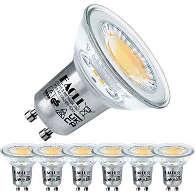 EACLL GU10 led-lampen, warm wit, 3,5 W, vervangt 50 W halogeen, 6 stuks, flikkervrije spots AC 230 V, 3000 K, 385 lumen, 360 graden, niet instelbare reflectorlamp EACLL GU10 led-lampen, warm wit, 3,5 W, vervangt 50 W halogeen, 6 stuks, flikkervrije spots AC 230 V, 3000 K, 385 lumen, 360 graden, niet instelbare reflectorlamp