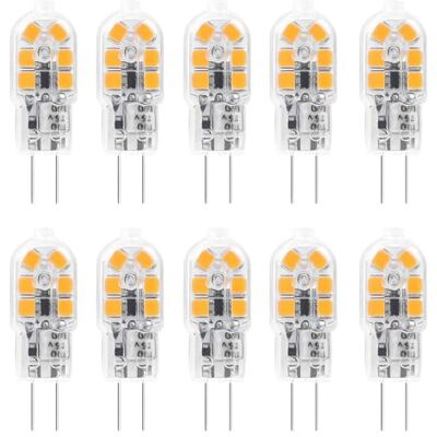 WULUN Set van 10 G4 ledlampen, 2 W, 200 lumen, AC 220-240 V, komt overeen met een 20 W halogeenlamp, warm wit 3000 K, stralingshoek 360 graden, niet dimbaar WULUN Set van 10 G4 ledlampen, 2 W, 200 lumen, AC 220-240 V, komt overeen met een 20 W halogeenlamp, warm wit 3000 K, stralingshoek 360 graden, niet dimbaar