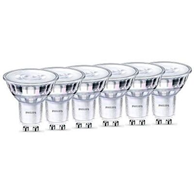 Philips Set van 6 klassieke GU10 led-gloeilampen (50 W) dimbare reflector met warm wit licht energiebesparende lampen met lange levensduur Philips Set van 6 klassieke GU10 led-gloeilampen (50 W) dimbare reflector met warm wit licht energiebesparende lampen met lange levensduur