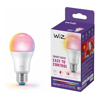 WiZ A60 Smart Ledlamp, wit, verstelbaar, meerkleurig, E27-fitting, komt overeen met 100 W, 2200-6500 K, dimbaar, compatibel met Alexa, Google Assistant en Apple HomeKit, 1 stuk WiZ A60 Smart Ledlamp, wit, verstelbaar, meerkleurig, E27-fitting, komt overeen met 100 W, 2200-6500 K, dimbaar, compatibel met Alexa, Google Assistant en Apple HomeKit, 1 stuk
