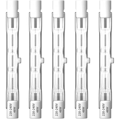 DoRight Set van 5 dimbare R7S halogeenlampen, 48 W, 78 mm, R7s, warmwit, 2800 K, dubbelzijdige lineaire schijnwerpers, J type J78 lampen voor werk, landschapslampen, DoRight Set van 5 dimbare R7S halogeenlampen, 48 W, 78 mm, R7s, warmwit, 2800 K, dubbelzijdige lineaire schijnwerpers, J type J78 lampen voor werk, landschapslampen,