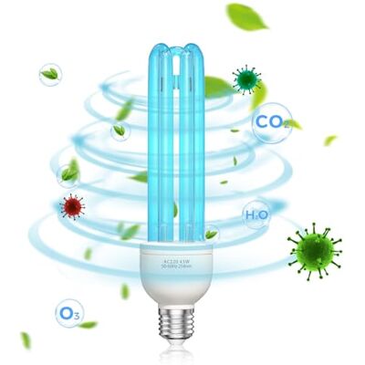 BrightArk 45 W ozon desinfectielamp, E27 UVC desinfectielamp met ozonlicht, perfect voor school, hotel, ziekenhuis, laboratorium, kantoor, kantine BrightArk 45 W ozon desinfectielamp, E27 UVC desinfectielamp met ozonlicht, perfect voor school, hotel, ziekenhuis, laboratorium, kantoor, kantine