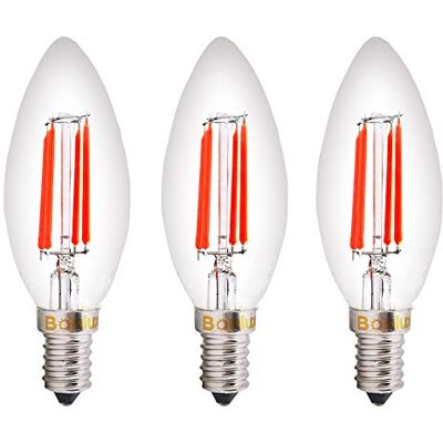 Bonlux Rode SES LED Rode Filament Candle Lamp 4W Kleine Schroef Edison E14 LED Decoratieve Vuurglow Antiek Kaarslicht Lampen 40W Vervanging (Pack van 3) Bonlux Rode SES LED Rode Filament Candle Lamp 4W Kleine Schroef Edison E14 LED Decoratieve Vuurglow Antiek Kaarslicht Lampen 40W Vervanging (Pack van 3)