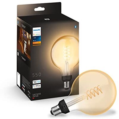 Philips Globelamp Filament G125-1 Pack E27 Warm-Wit Licht Duurzame LED-verlichting Smart Lamp Dimbaar Verbind met Bluetooth of Bridge werkt met Alexa in Google Home Philips Globelamp Filament G125-1 Pack E27 Warm-Wit Licht Duurzame LED-verlichting Smart Lamp Dimbaar Verbind met Bluetooth of Bridge werkt met Alexa in Google Home