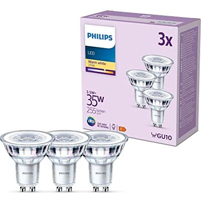 Philips Classic LED Spot GU10 Warmwit Licht 35 W 3 spots Philips Classic LED Spot GU10 Warmwit Licht 35 W 3 spots