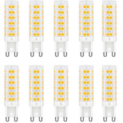 Jiotouhu Set van 10 G9 7W G9 ledlampen (komt overeen met 65 W halogeenlampen), 3000 K warm wit licht, flikkervrij, 360 graden hoek, AC 220-240 V Jiotouhu Set van 10 G9 7W G9 ledlampen (komt overeen met 65 W halogeenlampen), 3000 K warm wit licht, flikkervrij, 360 graden hoek, AC 220-240 V