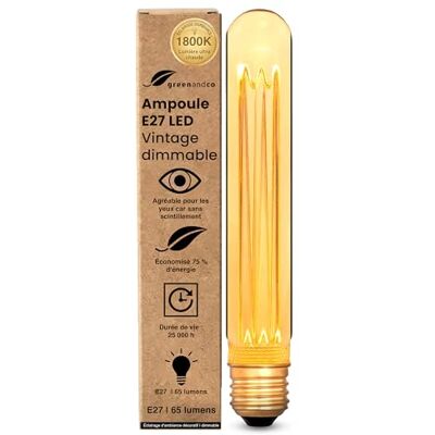 greenandco Dimbare ledlamp decoratieve vintage stijl E27 T30 amber 2,3 W 65 lm 1800 K zeer warm wit 320 ° 230 V geen flikkeren greenandco Dimbare ledlamp decoratieve vintage stijl E27 T30 amber 2,3 W 65 lm 1800 K zeer warm wit 320 ° 230 V geen flikkeren