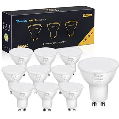 Blewandy Gu10-lampen, warmwit, 3000 K, led 5 W, komt overeen met 40 W, 450 lm, 120 graden, niet dimbaar, 10 stuks Blewandy Gu10-lampen, warmwit, 3000 K, led 5 W, komt overeen met 40 W, 450 lm, 120 graden, niet dimbaar, 10 stuks