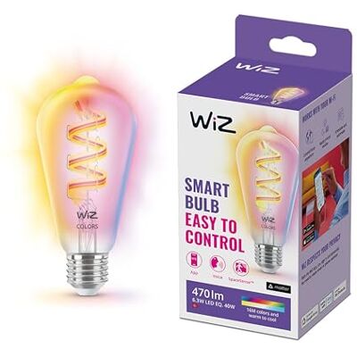 WiZ E27 Edison Filament Lamp – Gekleurd in Wit Licht – Slimme LED Verlichting – 40 W – Transparant – Wi-Fi WiZ E27 Edison Filament Lamp – Gekleurd in Wit Licht – Slimme LED Verlichting – 40 W – Transparant – Wi-Fi
