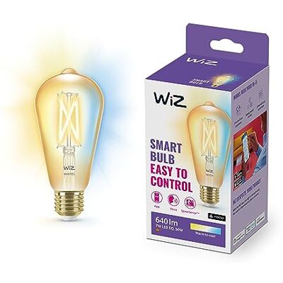 WiZ Edison Gloeidraadlamp, warm, tot koelwit, Slimme led-verlichting, E27-fitting, 50 W, goud, wifi WiZ Edison Gloeidraadlamp, warm, tot koelwit, Slimme led-verlichting, E27-fitting, 50 W, goud, wifi