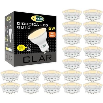CLAR Ledlamp GU10, warmwit, 3000 K, 6 W (100 stuks) CLAR Ledlamp GU10, warmwit, 3000 K, 6 W (100 stuks)