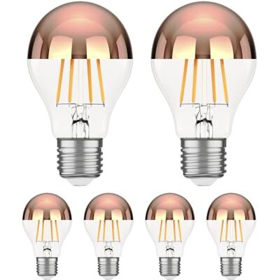 ledscom.de 6 x E27 ledlampen, A60, warm wit (2600 K), 7,5 W, 839 lm, hoofdspiegel (roségoud) ledscom.de 6 x E27 ledlampen, A60, warm wit (2600 K), 7,5 W, 839 lm, hoofdspiegel (roségoud)