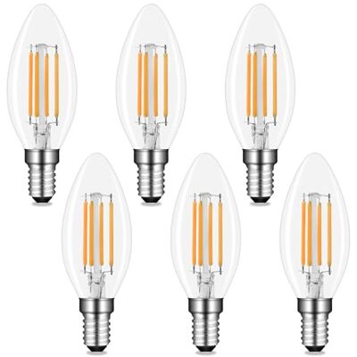 Akynite Ledlamp, E14, C35, 4 W, warmwit, 2700 K, 400 lm, AC 230 V, komt overeen met E14, 40 W, gloeilamp, led-kaars, kleine E14-fitting voor decoratieve verlichting, niet dimbaar, 6 stuks Akynite Ledlamp, E14, C35, 4 W, warmwit, 2700 K, 400 lm, AC 230 V, komt overeen met E14, 40 W, gloeilamp, led-kaars, kleine E14-fitting voor decoratieve verlichting, niet dimbaar, 6 stuks