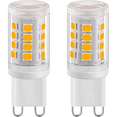 Euxper Set van 2 G9 ledlampen, 2 W, warm wit, 2700 K, niet dimbaar, 28 W halogeen equivalent, maïslicht voor thuisverlichting, flikkervrij, AC 220-240 V, stralingshoek Euxper Set van 2 G9 ledlampen, 2 W, warm wit, 2700 K, niet dimbaar, 28 W halogeen equivalent, maïslicht voor thuisverlichting, flikkervrij, AC 220-240 V, stralingshoek