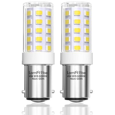 Lamptobe 4 W gloeilamp voor naaimachine, gloeilamp B15, koud wit, 6000 K, komt overeen met 40 W, AC 220-240 V, niet dimbaar, ledlamp B15 voor naaimachine, afzuigkap, 2 stuks Lamptobe 4 W gloeilamp voor naaimachine, gloeilamp B15, koud wit, 6000 K, komt overeen met 40 W, AC 220-240 V, niet dimbaar, ledlamp B15 voor naaimachine, afzuigkap, 2 stuks