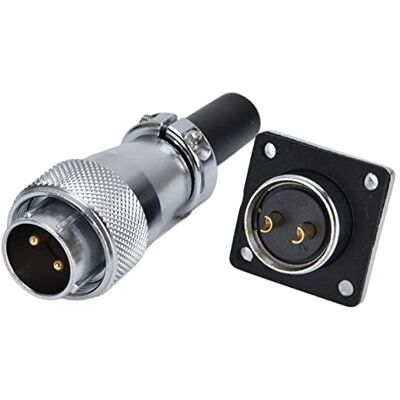 Generic Connecteur d'aviation, Prise Mâle et Femelle avec 2 Broches, Conception étanche, en Alliage de Zinc 500V, pour équipement Industriel LED Generic Connecteur d'aviation, Prise Mâle et Femelle avec 2 Broches, Conception étanche, en Alliage de Zinc 500V, pour équipement Industriel LED