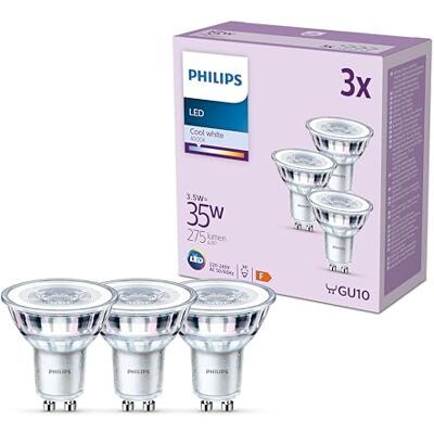 Philips Classic LED Spot GU10 Koelwit Licht 35 W 3 spots Philips Classic LED Spot GU10 Koelwit Licht 35 W 3 spots