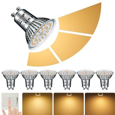 EACLL 6 stuks GU10 led-lampen 10 W warm wit 3 intensiteitsniveaus via schakelaar 850 lm 2700 K vervangt 110 W 3 helderheidsniveaus met traagschuim, flikkervrije reflector EACLL 6 stuks GU10 led-lampen 10 W warm wit 3 intensiteitsniveaus via schakelaar 850 lm 2700 K vervangt 110 W 3 helderheidsniveaus met traagschuim, flikkervrije reflector