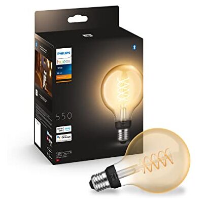 Philips Edisonlamp G93-1 Pack E27 Duurzame LED Verlichting Smart Lamp Warm-Wit Licht Dimbaar Verbind met Bluetooth of Hue Bridge Werkt met Alexa en Google Home Philips Edisonlamp G93-1 Pack E27 Duurzame LED Verlichting Smart Lamp Warm-Wit Licht Dimbaar Verbind met Bluetooth of Hue Bridge Werkt met Alexa en Google Home