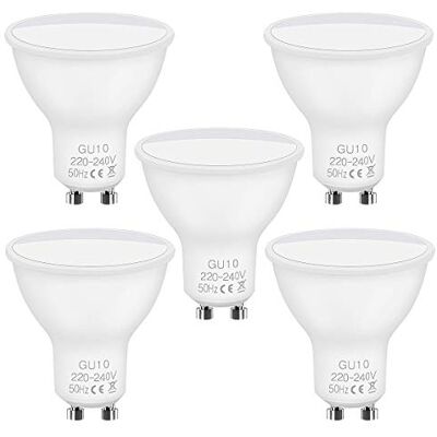 Vicloon Ledlampen, GU10, 5 stuks, GU10, warm wit, 2700 K, 6 W, komt overeen met 40 W gloeilamp, halogeenlamp, 50 W, 220-240 V, 480 lm, niet dimbaar Vicloon Ledlampen, GU10, 5 stuks, GU10, warm wit, 2700 K, 6 W, komt overeen met 40 W gloeilamp, halogeenlamp, 50 W, 220-240 V, 480 lm, niet dimbaar