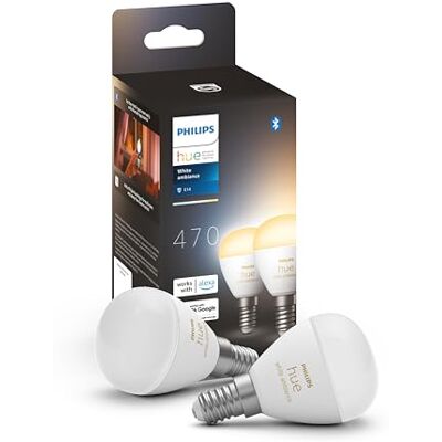 Philips Kogellamp 2 stuks – E14 – duurzame led-verlichting – slimme lamp – warm tot koelwit licht – dimbaar – verbind met Bluetooth of Hue Bridge werkt – met Alexa en Google Home Philips Kogellamp 2 stuks – E14 – duurzame led-verlichting – slimme lamp – warm tot koelwit licht – dimbaar – verbind met Bluetooth of Hue Bridge werkt – met Alexa en Google Home