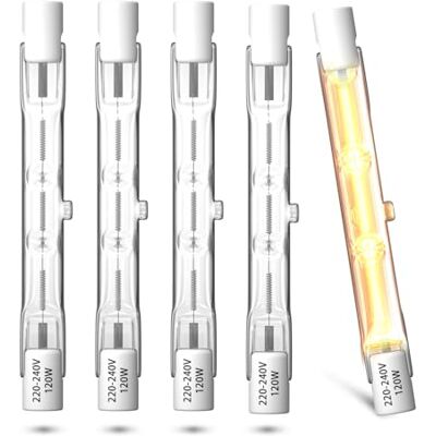 Lamptobe Set van 5 R7S halogeenlampen 78 mm 120 W 230 V warm wit 2800 K dimbaar halogeenlamp R7S J78 lineair Lamptobe Set van 5 R7S halogeenlampen 78 mm 120 W 230 V warm wit 2800 K dimbaar halogeenlamp R7S J78 lineair