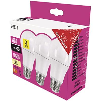 EMOS LED lamp Classic A60 10,5W E27 warm wit 3 stuks EMOS LED lamp Classic A60 10,5W E27 warm wit 3 stuks