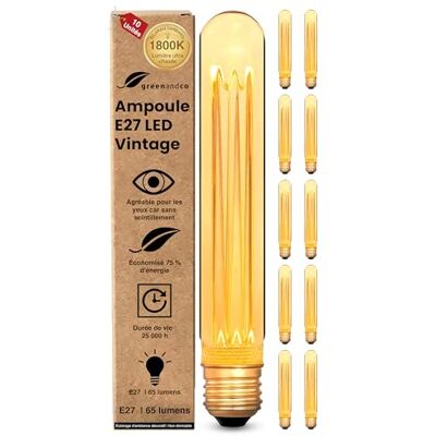 greenandco ® ledlampen, decoratief, vintage, retro, industrieel, antiek, Edison, E27, T30, 2 W, 65 lm, 1800 K, zeer warm wit, 320 graden, 230 V, geen flikkeren, niet dimbaar, 10 stuks greenandco ® ledlampen, decoratief, vintage, retro, industrieel, antiek, Edison, E27, T30, 2 W, 65 lm, 1800 K, zeer warm wit, 320 graden, 230 V, geen flikkeren, niet dimbaar, 10 stuks