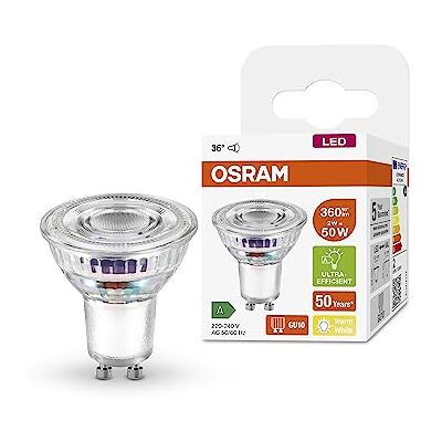 OSRAM Reflectorlamp PAR16 met energie-efficiëntieklasse B, GU10-fitting, vervanging van 50 W, nominale uitgang 2 W, 2700 K (warm wit), transparant glas, niet dimbaar, 1 verpakking OSRAM Reflectorlamp PAR16 met energie-efficiëntieklasse B, GU10-fitting, vervanging van 50 W, nominale uitgang 2 W, 2700 K (warm wit), transparant glas, niet dimbaar, 1 verpakking