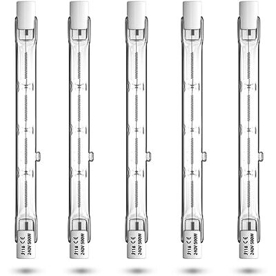 Luxvista 500 W R7S 118 mm halogeenlamp, lineair, J118, dimbaar, halogeen, slank, 11000 lm, warmwit, 2800 K, voor vloerlampen, plafondlampen, 5 stuks Luxvista 500 W R7S 118 mm halogeenlamp, lineair, J118, dimbaar, halogeen, slank, 11000 lm, warmwit, 2800 K, voor vloerlampen, plafondlampen, 5 stuks