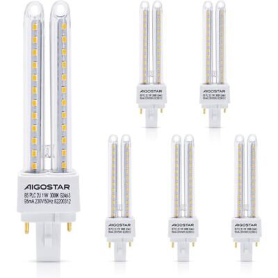 Aigostar 5 stuks G24d-3 LED-lampen PLC 11 W, warm wit, 3000 K, 1070 lumen, niet verstelbaar, 2U ledlamp Aigostar 5 stuks G24d-3 LED-lampen PLC 11 W, warm wit, 3000 K, 1070 lumen, niet verstelbaar, 2U ledlamp