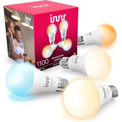 innr Zigbee E27 slimme gloeilamp, werkt met Hue* en Alexa (brug vereist), warm-wit tot koud wit, ledlampen, dimbaar, 1190 lumen, 4 stuks innr Zigbee E27 slimme gloeilamp, werkt met Hue* en Alexa (brug vereist), warm-wit tot koud wit, ledlampen, dimbaar, 1190 lumen, 4 stuks