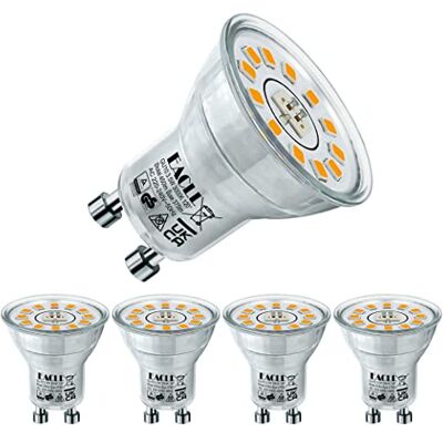 EACLL 4 x GU10 mini-ledlampen, 3,5 W, warmwit, 3000 K, vervangt 50 W halogeenlampen, 450 lumen, AC 230 V, 120 graden brede stralingshoek, reflector niet compatibel met dimmer EACLL 4 x GU10 mini-ledlampen, 3,5 W, warmwit, 3000 K, vervangt 50 W halogeenlampen, 450 lumen, AC 230 V, 120 graden brede stralingshoek, reflector niet compatibel met dimmer